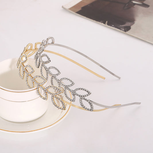 Golden Leaf Bridal Hairband Wedding Headpiece Crystal Headband