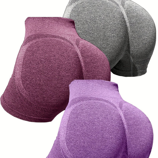 3pcs Seamless High Waist Yoga Running Shorts Women's Activewear