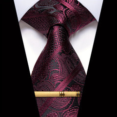 Men's Striped Jacquard Tie Set Necktie Clip Business Wedding