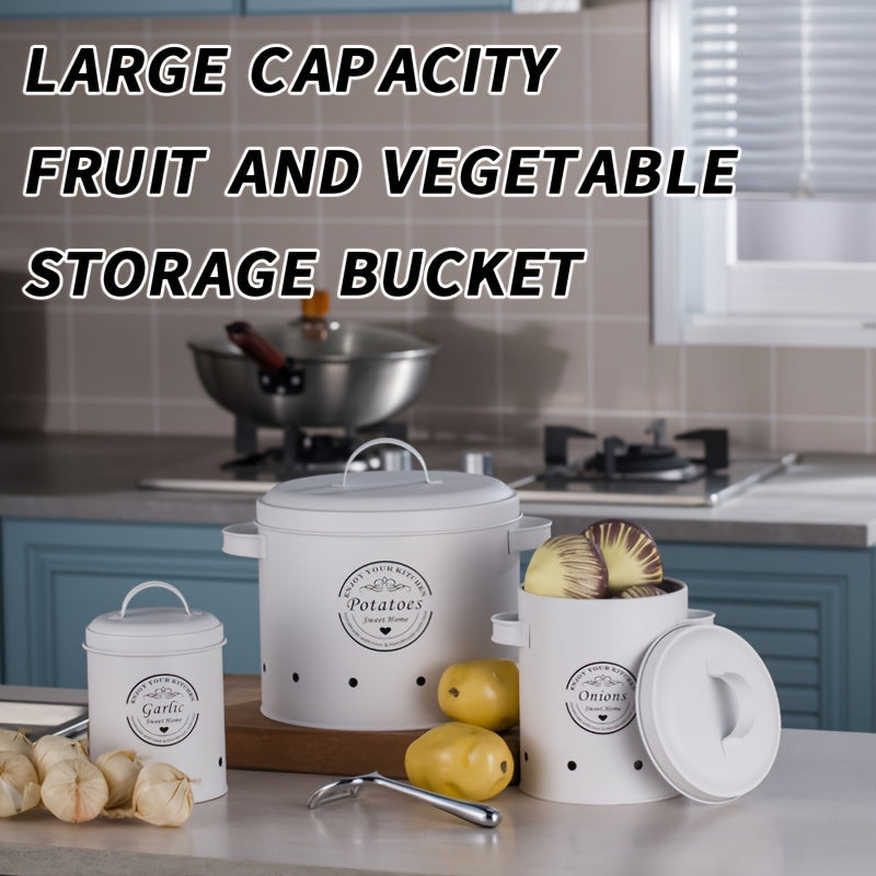 3pcs Household Iron Vegetable Storage Jar Kitchen Container