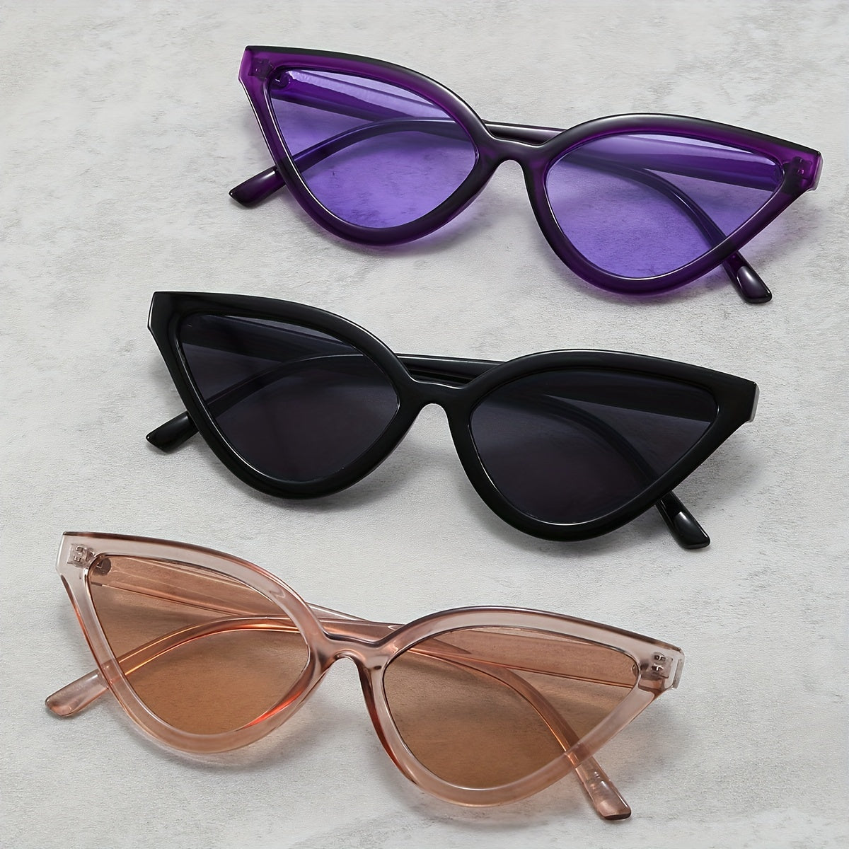 3 Pairs Cat Eye Sunglasses Women Retro Summer Outdoor Shades