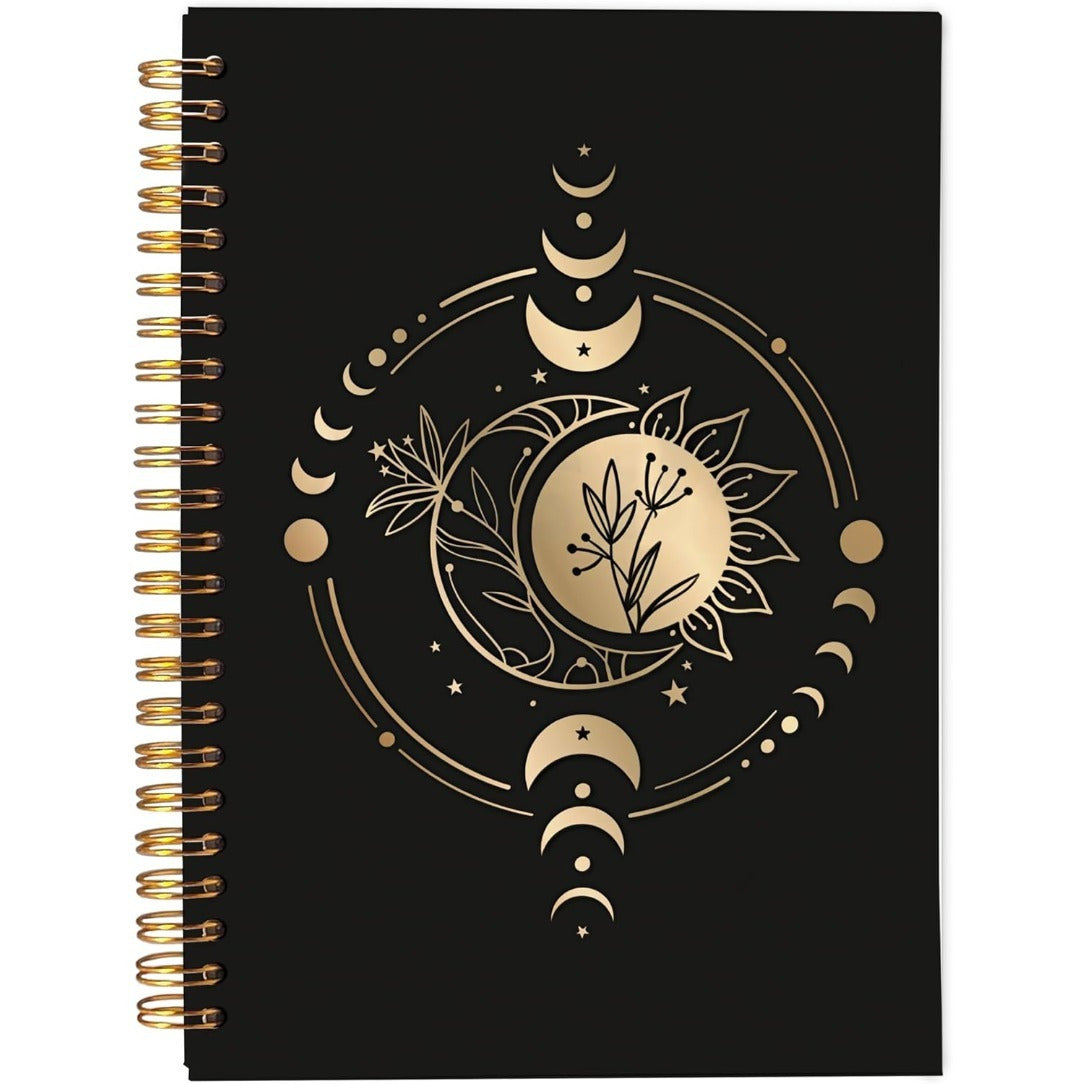 Celestial Sun and Moon Hardcover Notebook 13x21 cm Witchy Spiral Journal