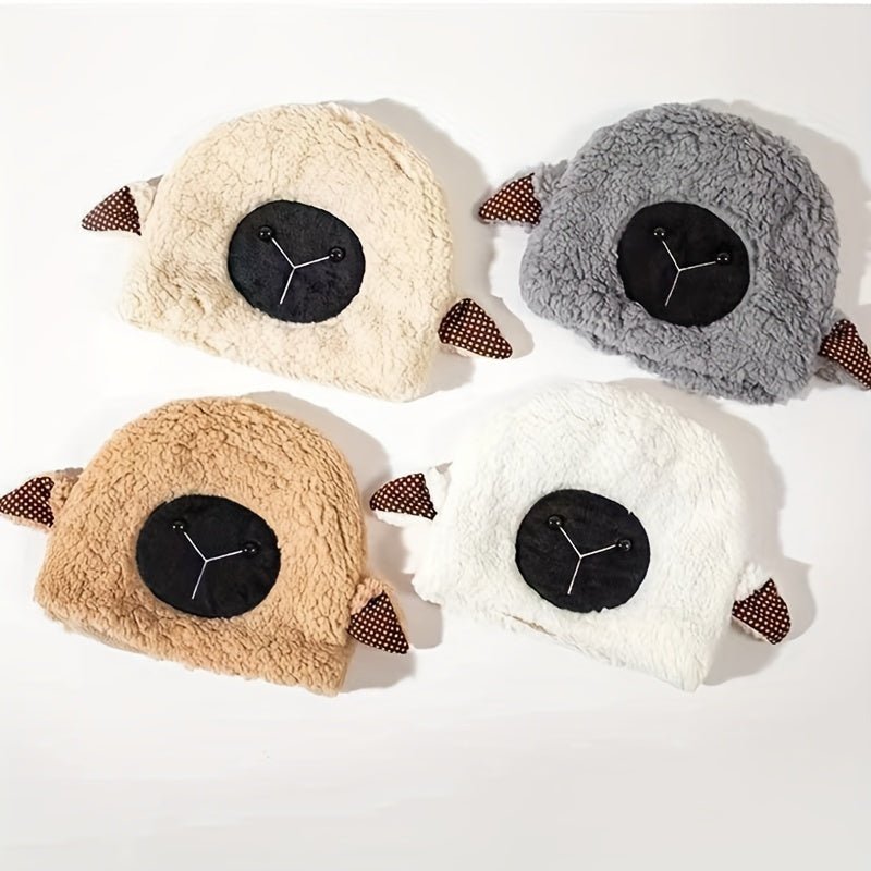 Sheep Ear Plush Beanie Warm Fisherman Hat for Winter