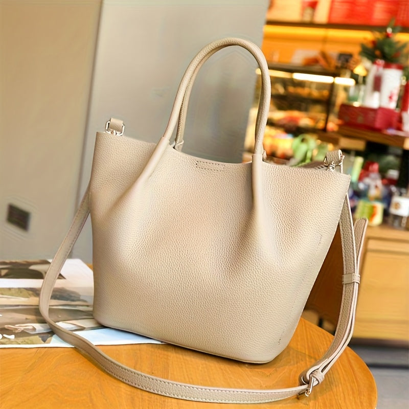 Women's Large Capacity Leather Handbag in Brown