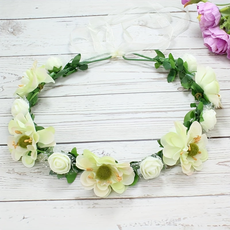 Floral Wreath Headband Boho Bride Headwear