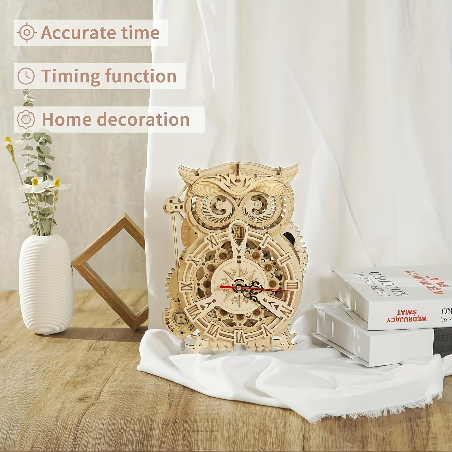Owl Clock Mechanical Gears 3D Wooden Puzzle LK503