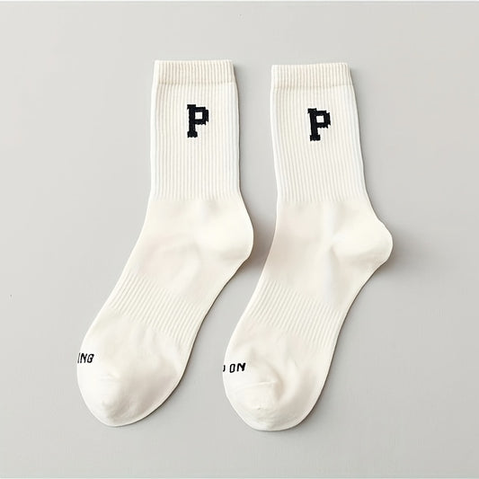 Women's Letter Print Mid Tube Socks