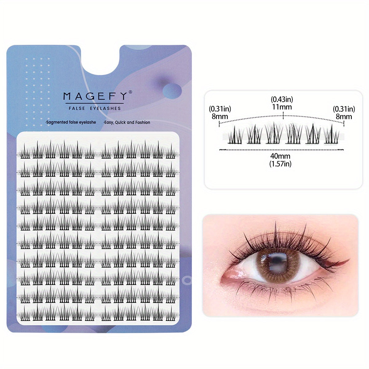 Fluffy C Curling 120 Cluster Lashes 8-11mm Mixed Length False Eyelashes