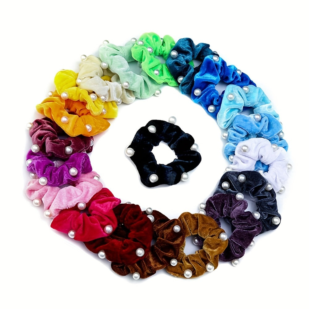 Faux Pearls Women Daily Large Scrunchie Hair Rope Elastic Hair Ties