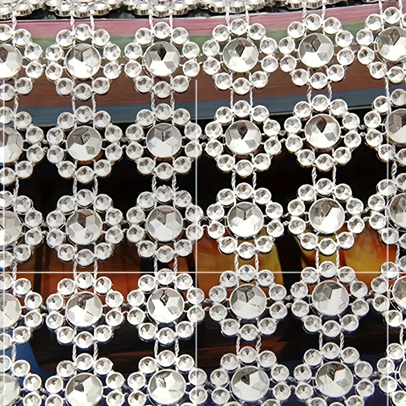 Silvery Mesh Ribbon Wrap Sunflower Crystal Rhinestone Sparkle Ribbon