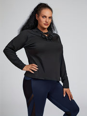  Solid Long Sleeve Quick Drying Keyhole Tie Top