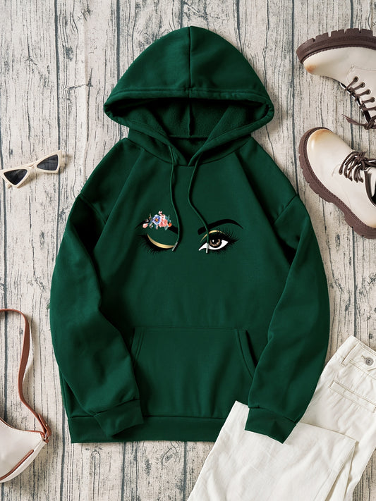 Hooded Drawstring Sweatshirt Solid Pullover with Pockets