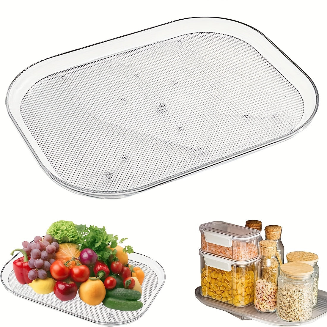 Square Lazy Susan Organizer for Refrigerator Turntable - Condiment Storage Rack