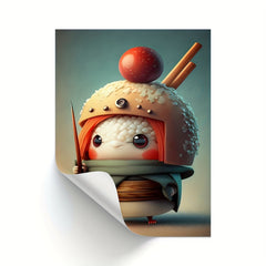 Adorable Cartoon Sushi Soldier Wall Sticker Waterproof