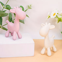 Giraffe Silicone Teether 2pcs Pink Green, Dishwasher Safe Sensory Chew Toys