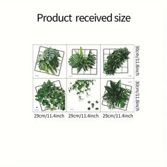 6pcs Mesh Green Pothos Wall Stickers PVC Self-adhesive