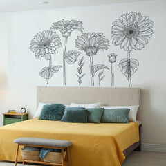 2pcs Daisy Flower Stickers Self-adhesive Removable PVC Wall Decals