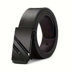 Men's Business Casual PU Leather Belt Smooth Buckle
