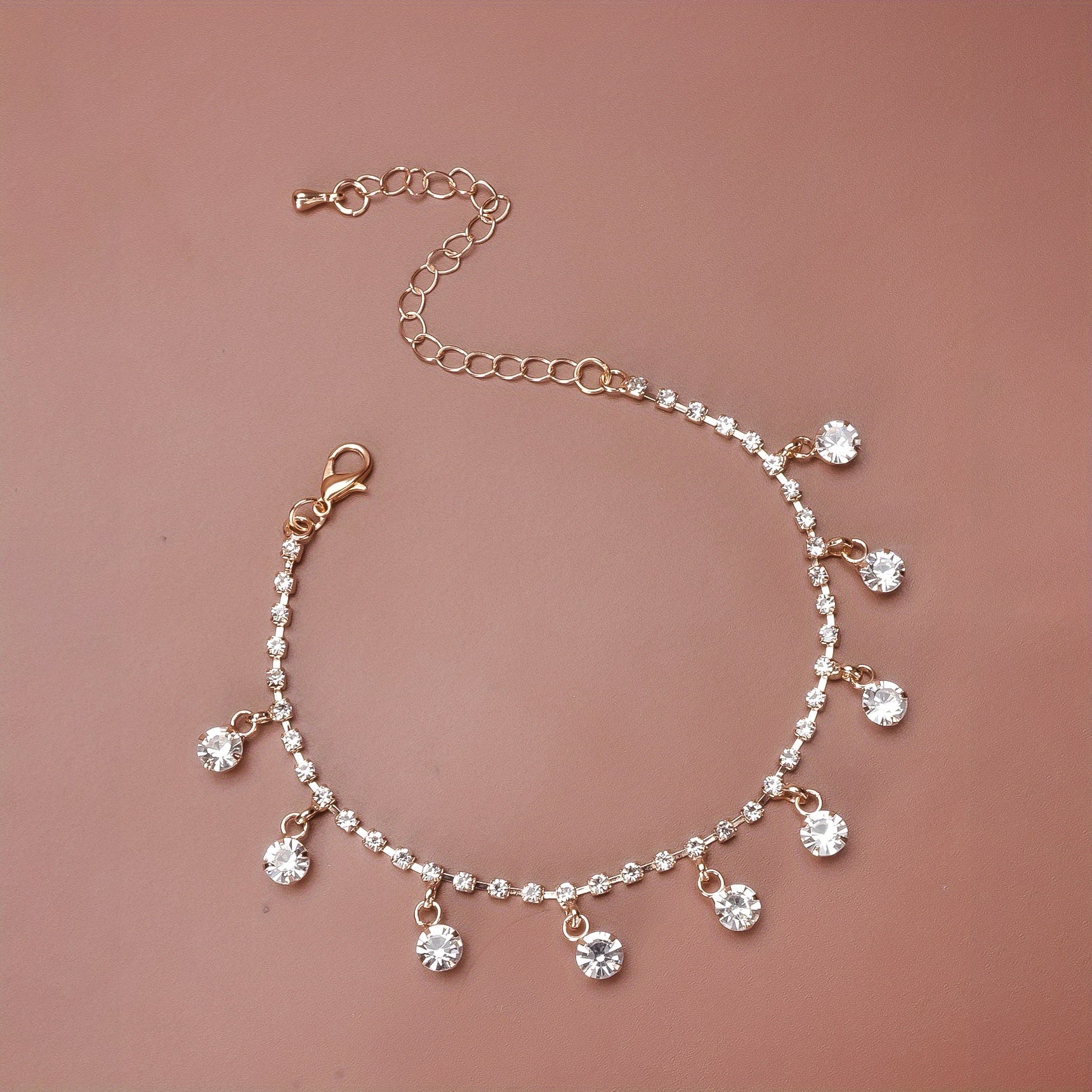 Sparkling Rhinestone Beach Dance Anklet Silver Plated Jewelry