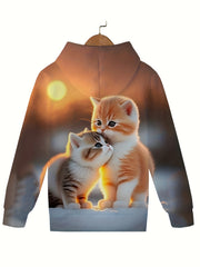 Sunset Kitten Graphic Hooded Sweatshirt