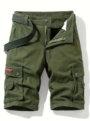 Men's Classic Cargo Shorts Solid Cotton Pocket Waist Drawstring