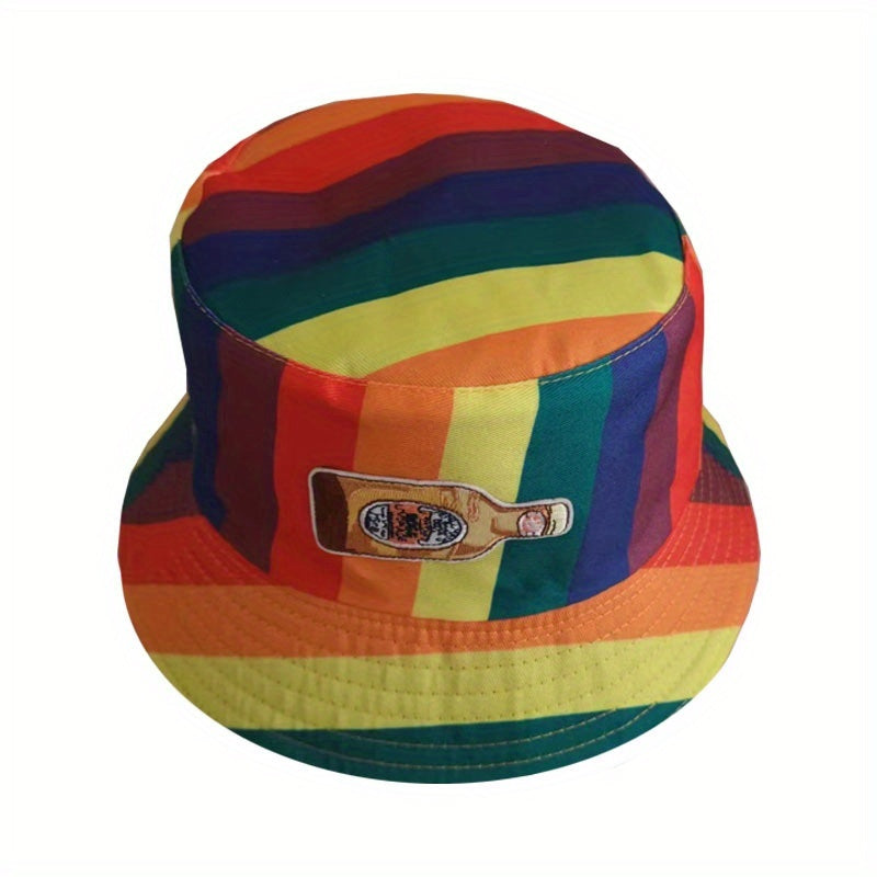 Rainbow Bucket Hat Fisherman Sun Hat Front Back