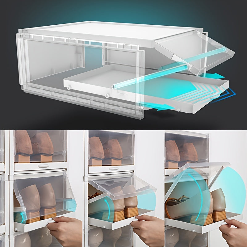 3pcs Pull out Shoe Storage Box Transparent Dust-proof Organizer
