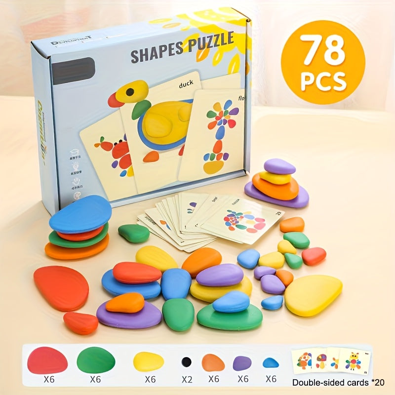 Rainbow Pebbles Stone Toys Educational Desktop Game