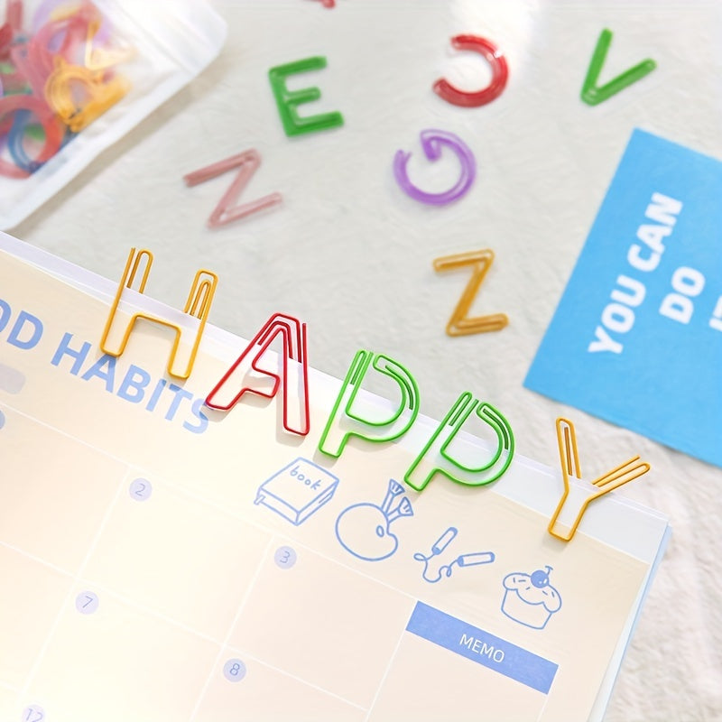 26pcs Alphabets Shaped Paper Clip for Desk Organizers