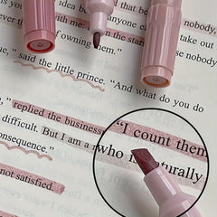 4pcs Pink Double Headed Highlighter Pens Water Based Quick Dry For School Office