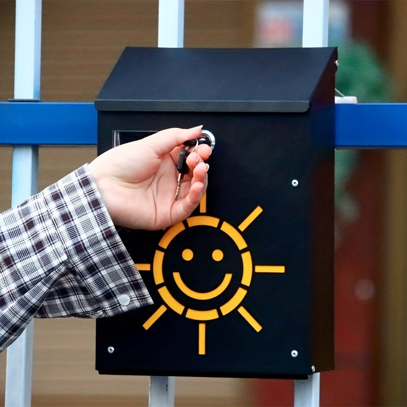 Metal Lockable Wall Letter Box Sun Rain Proof Home Mailbox