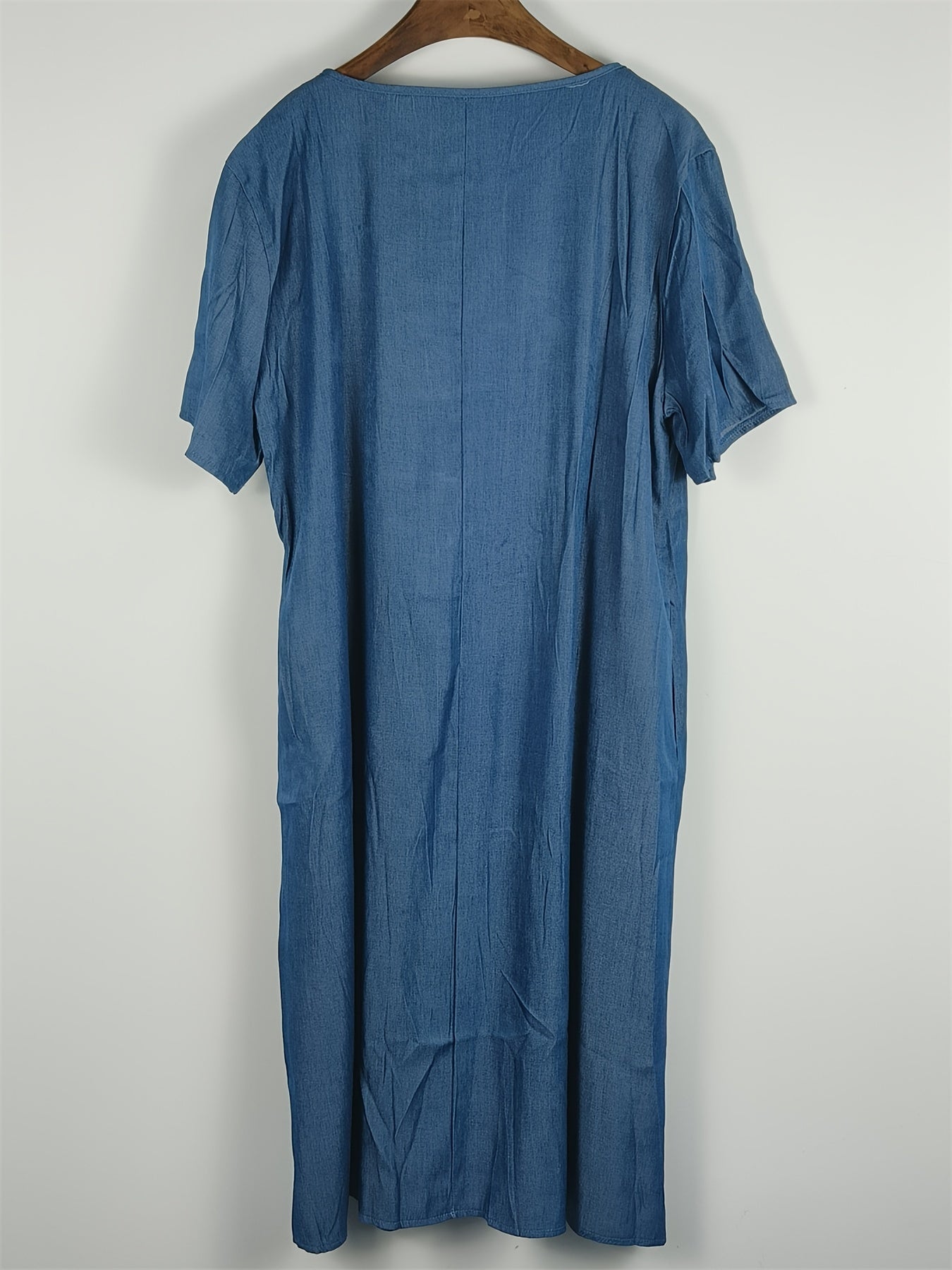  Ruched Bead Decor Round Neck Short Sleeve Dress
