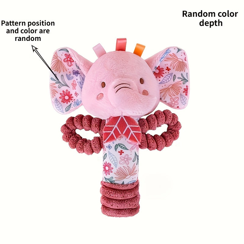 Plush Elephant and Rabbit Tambourine Toy