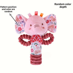 Plush Elephant and Rabbit Tambourine Toy