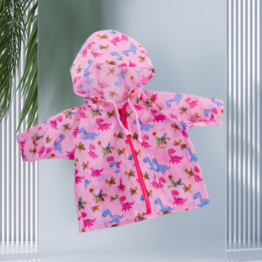 Bright Pink Dinosaur & Red Unicorn Doll Jacket with Zipper Closure