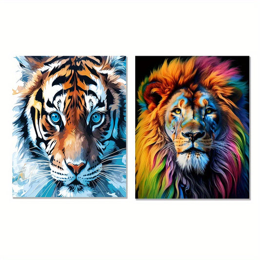 2pcs Lion Tiger 40 64x50 DIY Acrylic Painting Number Kit