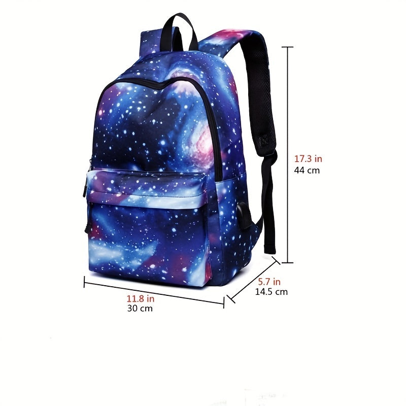 Large Capacity Backpack With USB Waterproof School Bag Travel Hiking Knapsack