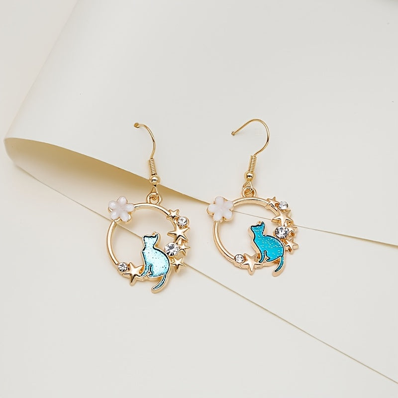 Kitten Geometric Dangle Earrings - Cat Ear Jewelry