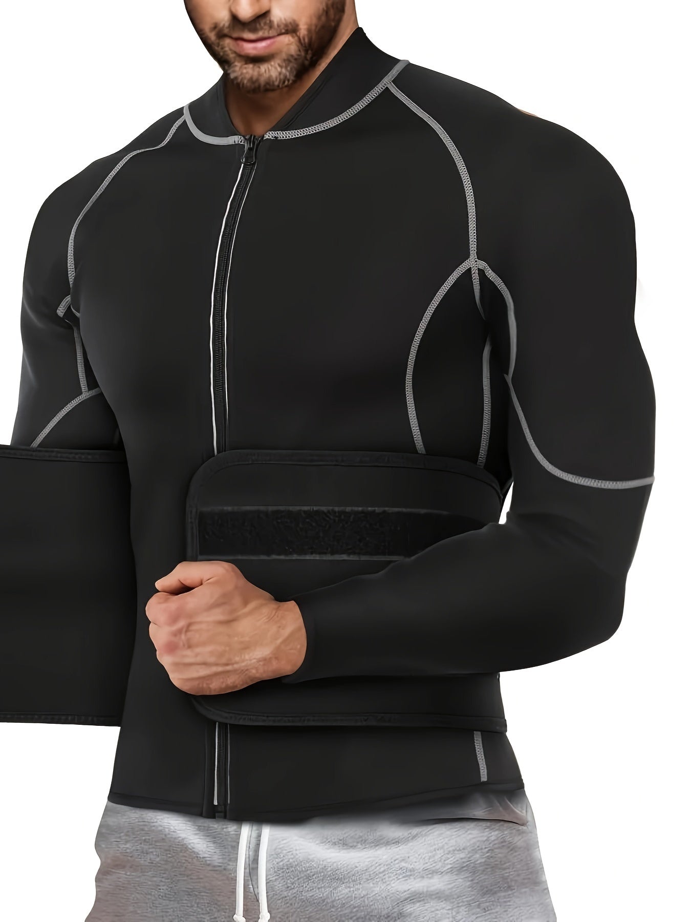Men Sauna Suit Weight Loss Jacket Hot Sweat Shirt Body Shaper