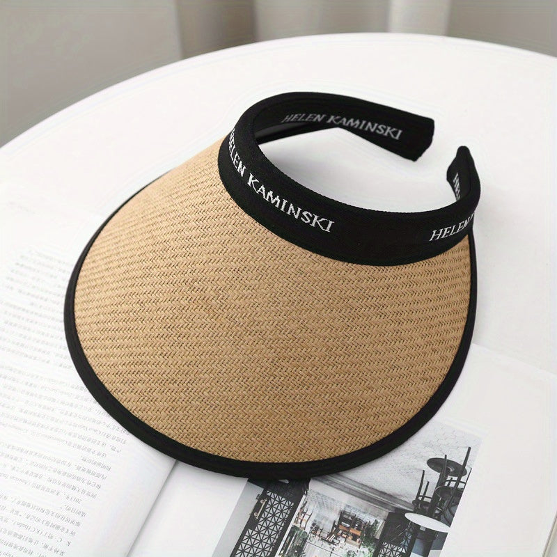 Straw Visor Hats Summer Sunscreen Travel Beach Hats UV Protection Sun Hats