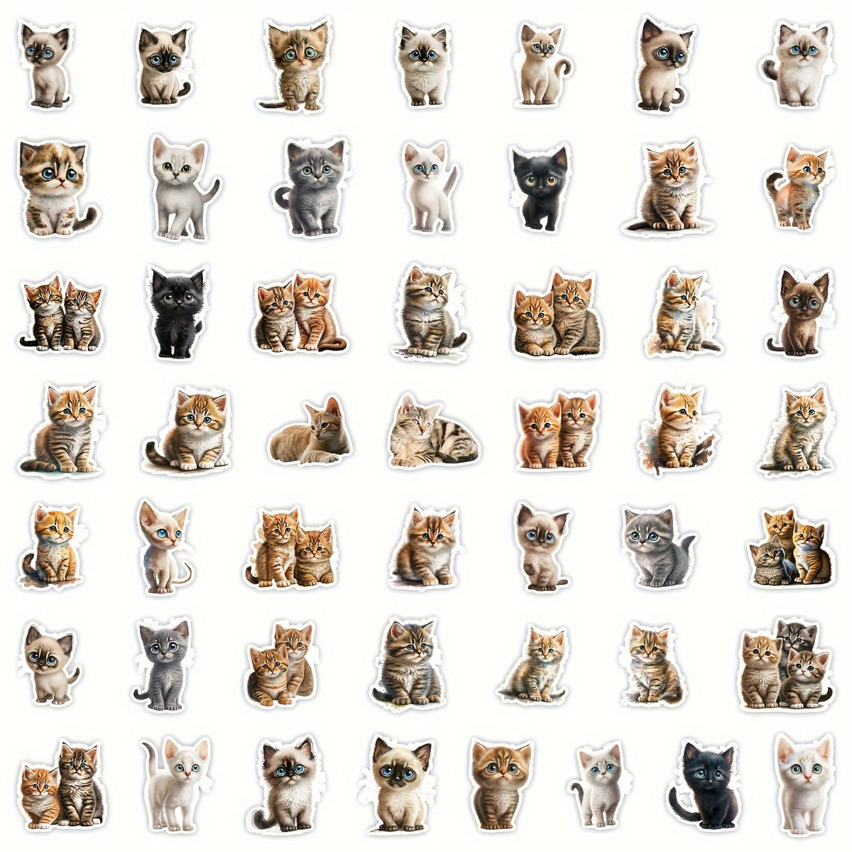 50 Big Eyed Cat Graffiti Stickers for Halloween & Christmas Decor