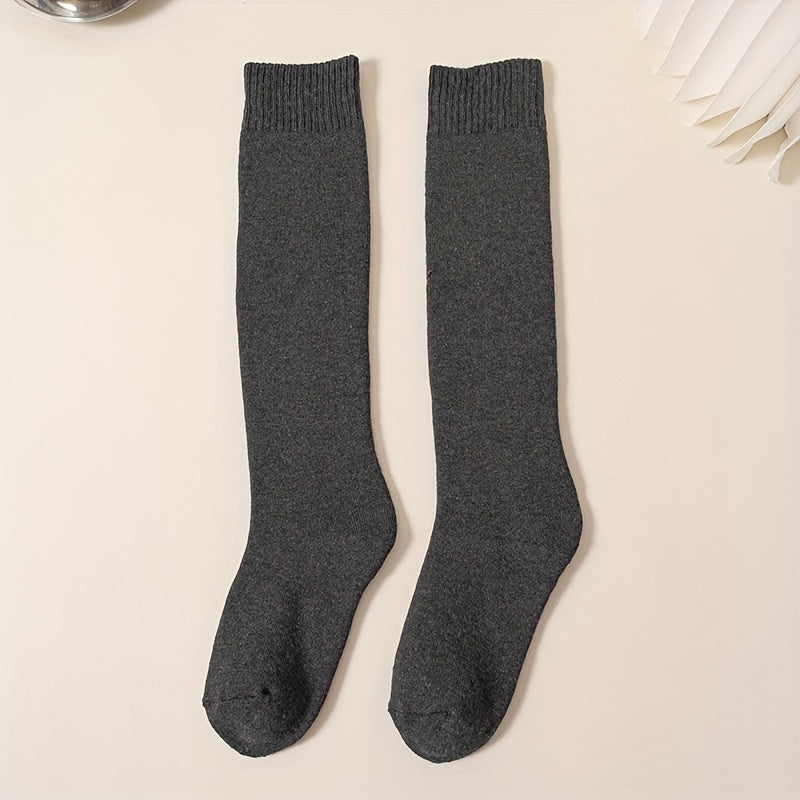 Women's Solid Thigh High Socks Warm Stockings