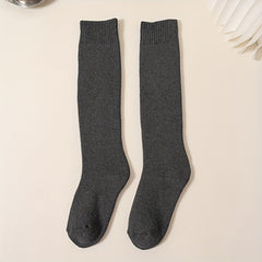 Women's Solid Thigh High Socks Warm Stockings
