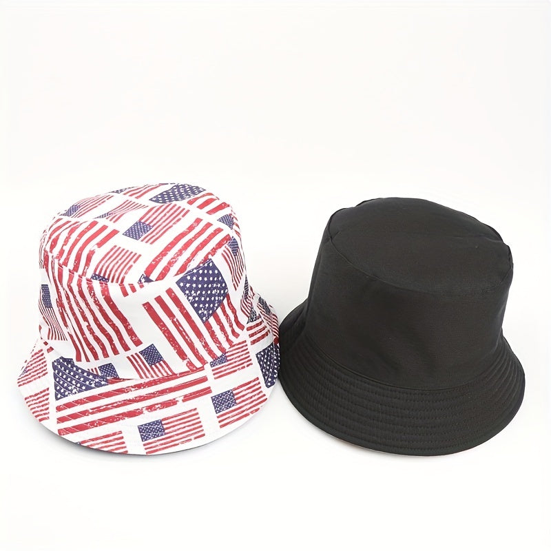 American Flag Reversible Bucket Hat Lightweight Foldable Fisherman Cap