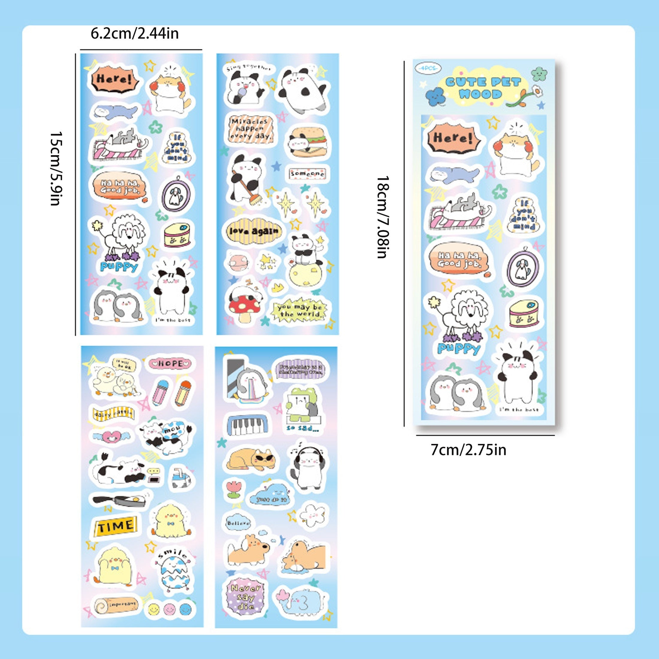 4 Pack Cartoon Graffiti Stickers DIY Decorative Journal Materials