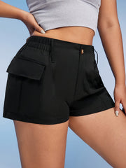 Women's Plus High Rise Button Fly Cargo Shorts