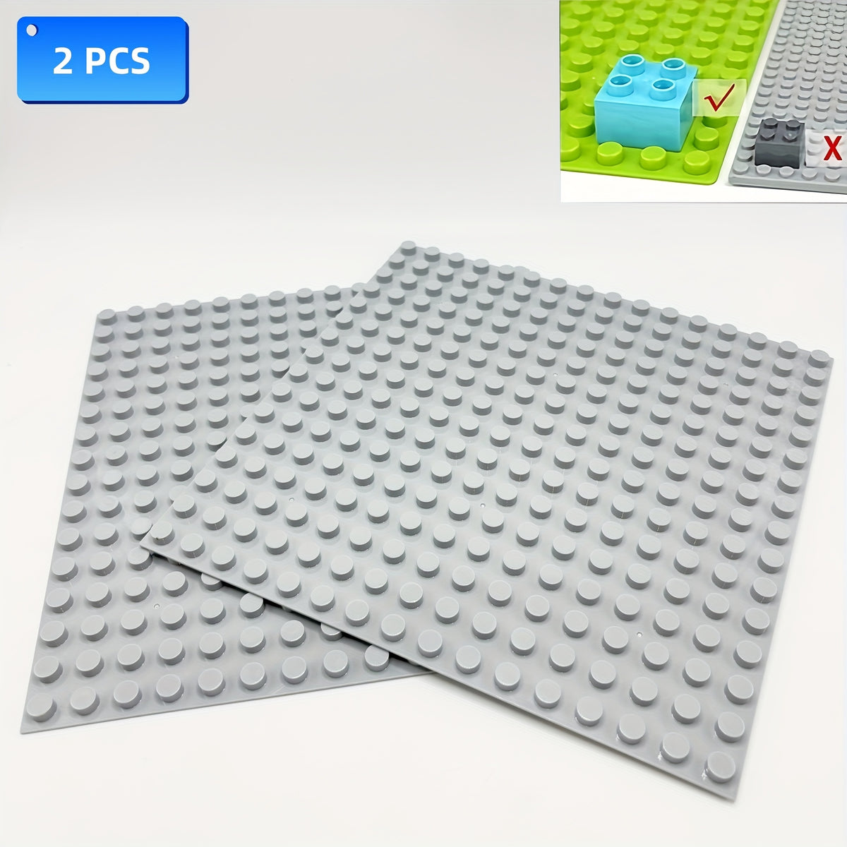 2pcs Large Particle Baseplate 16 x 16 Dot Building Blocks Baseplate