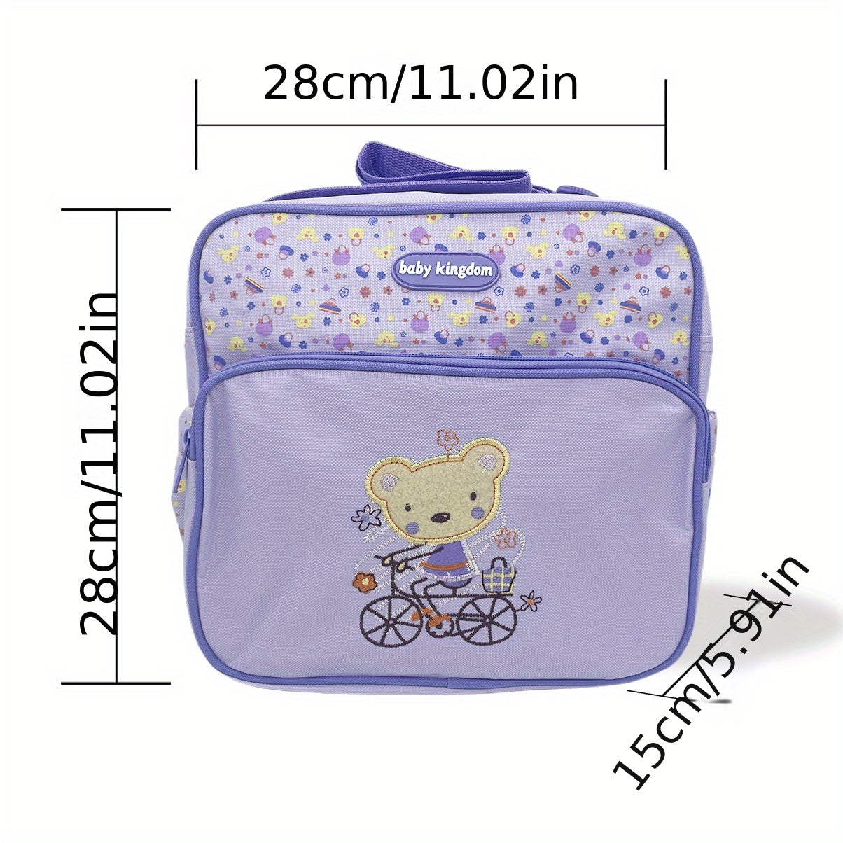 Beige Flower Embroidery Baby Nappy Bag Diaper Handbag with Zipper