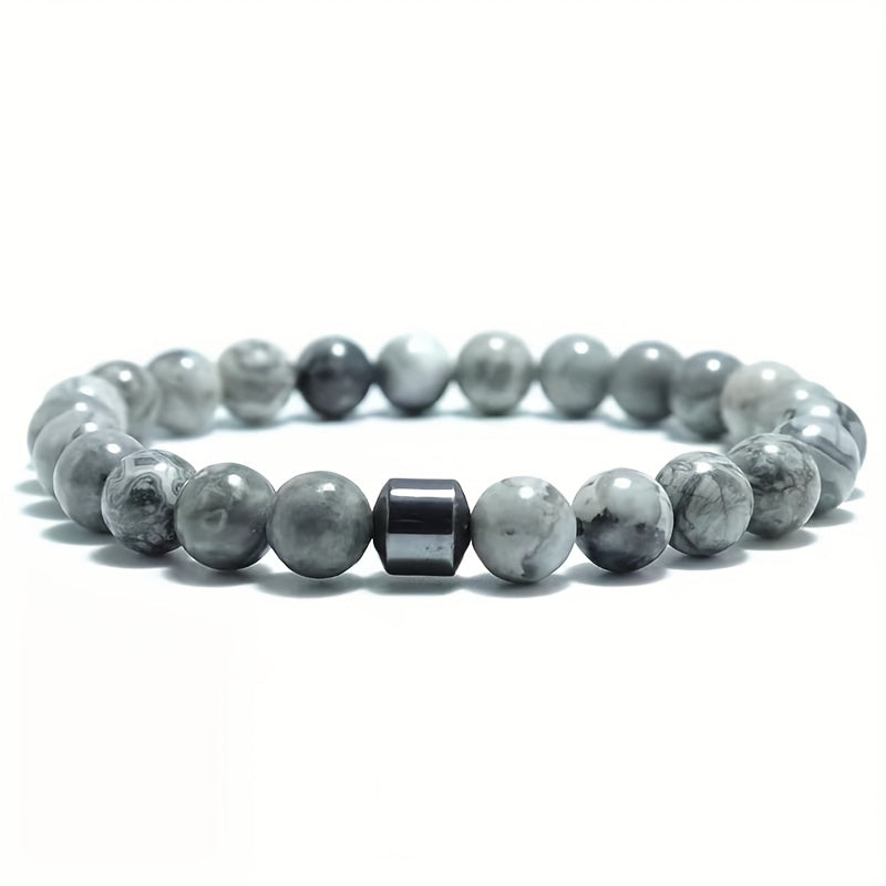 Volcanic Stone Map Stone Men's Energy Bracelet