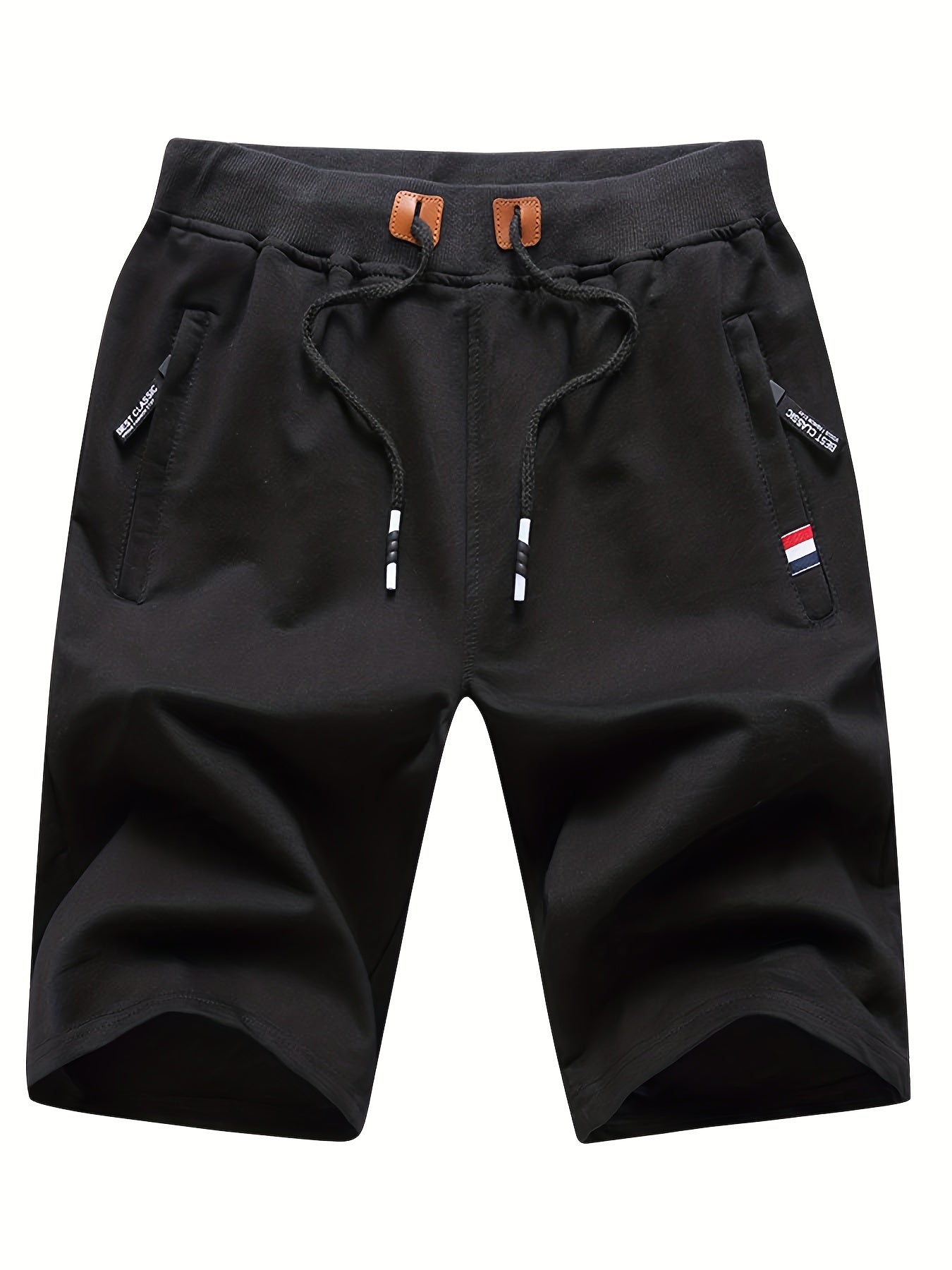 Men's Casual Solid Mid Stretch Elastic Waist Drawstring Shorts